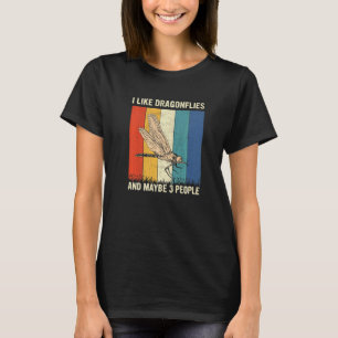 Camiseta Eu Gosto de Libélulas E Talvez 3 Pessoas Retro Dra