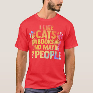 Camiseta Eu Gosto De Livros De Gatos, Leitura E Leitura De