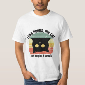 Camiseta Eu Gosto de Livros Meu Gato E Talvez 3 Pessoas Eng