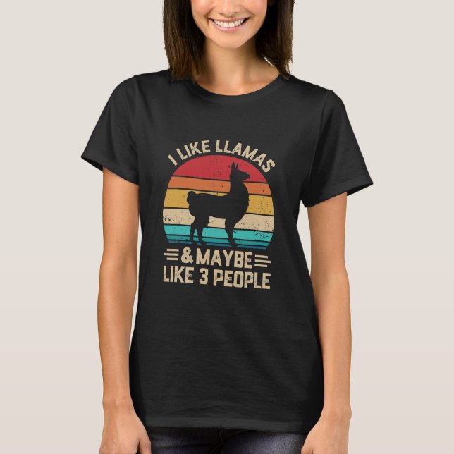 Camiseta Eu Gosto De Llama Como 3 Animais De Pessoas (Frente)