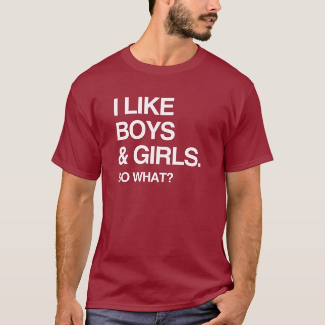 CAMISETA EU GOSTO DE MENINOS E MENINAS, ENTÃO O QUE (Frente)