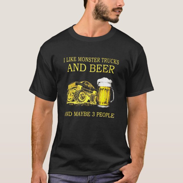 Camiseta Eu Gosto De Monstros E Cerveja E Talvez 3 Pessoas (Frente)