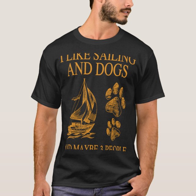 Camiseta Eu Gosto De Navegação E Cães E Talvez 3 Pessoas (Frente)
