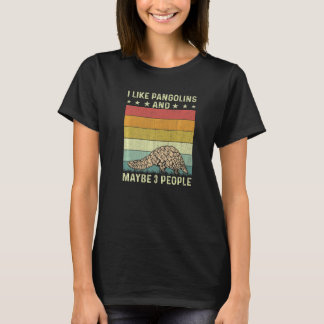 Camiseta Eu Gosto de Pangolins E Talvez 3 Pessoas Retro 60s