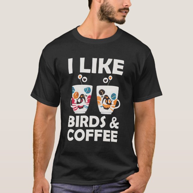 Camiseta Eu Gosto De Pássaros E Café (Frente)