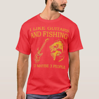 Camiseta Eu Gosto De Pesca E Guitarras E Talvez 3 Pessoas