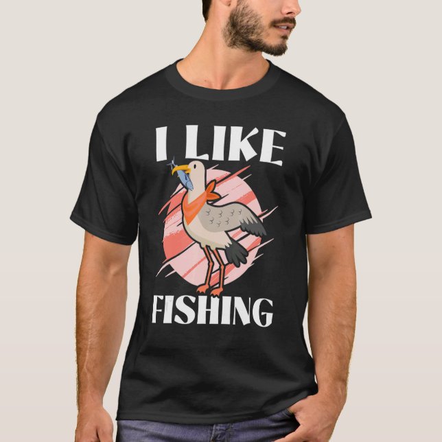 Camiseta Eu Gosto De Pescar Gu De Pássaro Marinho (Frente)