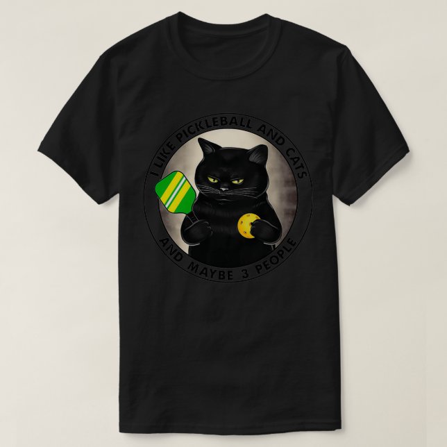 CAMISETA EU GOSTO DE PICKLEBALL E GATOS E TALVEZ 3 PESSOAS (Frente do Design)