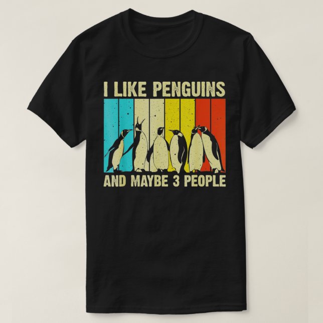 Camiseta Eu Gosto De Pinguins E Talvez 3 Pessoas Retro Aquá (Frente do Design)