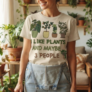Camiseta Eu Gosto de Plantas e Talvez 3 Pessoas