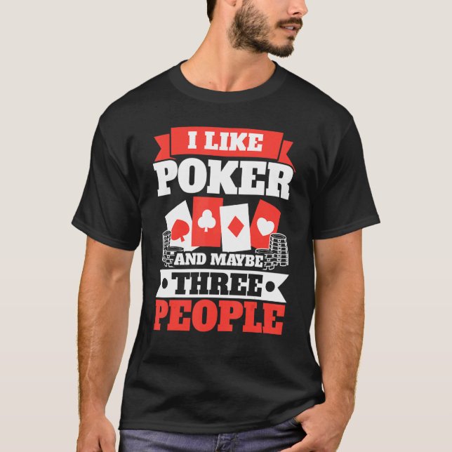 Camiseta Eu Gosto De Poker E Talvez Três Pessoas Casino Blu (Frente)