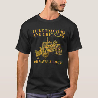 Camiseta Eu Gosto De Tratores E Galinhas E Talvez De 3 Pess