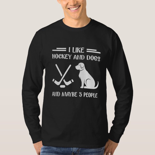 Camiseta Eu Gosto De Treinador De Hóquei E Cães (Frente)