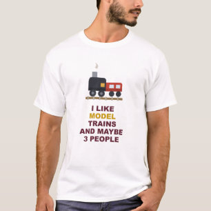 Camiseta Eu Gosto de Trens Modelo e Talvez 3 Pessoas