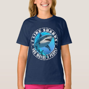 Camiseta Eu Gosto de Tubarões E Talvez 3 Pessoas