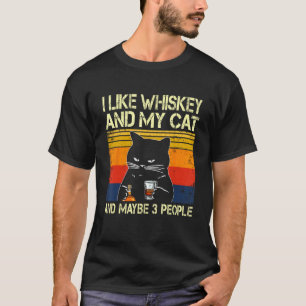 Camiseta Eu Gosto de Uísque Meu Gato e Talvez 3 Pessoas An