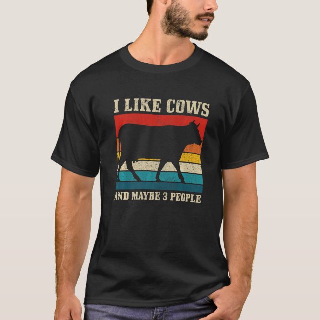 Camiseta Eu Gosto De Vacas E Talvez 3 Pessoas De Agricultur (Frente)