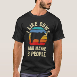 Camiseta Eu gosto de vacas e talvez 3 pessoas engraçadas te