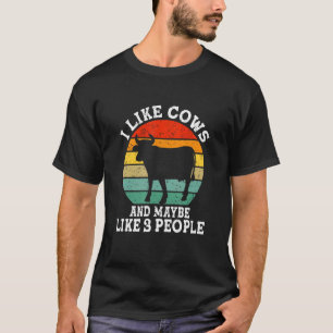 Camiseta Eu Gosto de Vacas E Talvez 3 Pessoas Retro