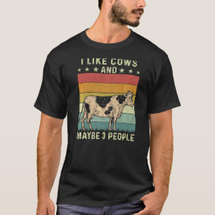 Camiseta Eu Gosto de Vacas E Talvez 3 Pessoas Retro Anos 60