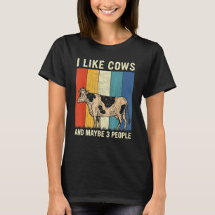 Camiseta Eu Gosto de Vacas E Talvez 3 Pessoas Vacas Retro