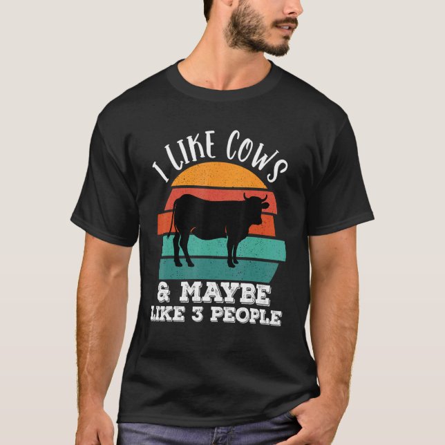Camiseta Eu Gosto De Vacas E Talvez Como 3 Pessoas Amante d (Frente)