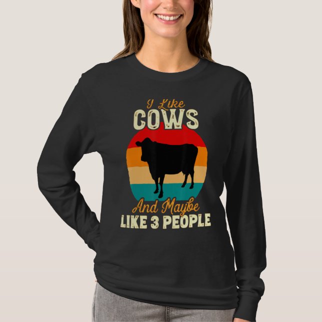 Camiseta Eu Gosto De Vacas E Talvez Como 3 Pessoas De Fazen (Frente)