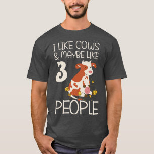 Camiseta Eu Gosto De Vacas E Talvez Como 3 Pessoas De Vaca