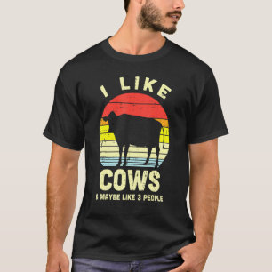 Camiseta Eu Gosto de Vacas Talvez 3 Pessoas Retro Agricultu