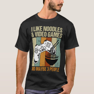 Camiseta Eu gosto de Videos games de macarrão e talvez três