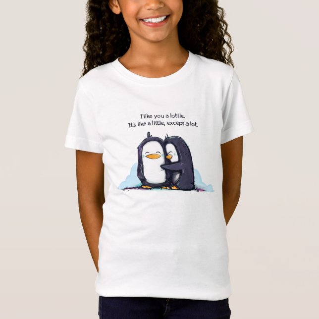 Camiseta Eu gosto de você pinguins de um Lottle - o T da (Frente)