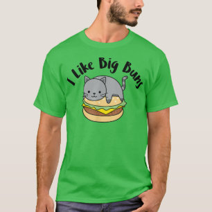 Camiseta Eu Gosto Do Big Buns Engraçado Gato Hamburger Desi