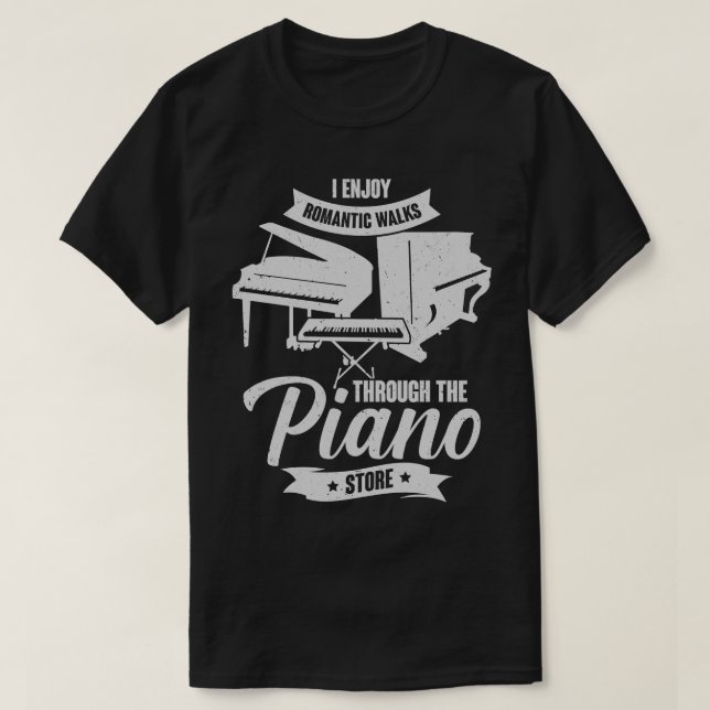 Camiseta Eu Gosto Do Romc Caminha Pela Loja De Piano (Frente do Design)