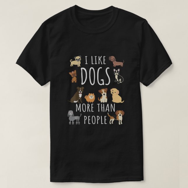 Camiseta Eu gosto mais de cachorros do que de pessoas (Frente do Design)