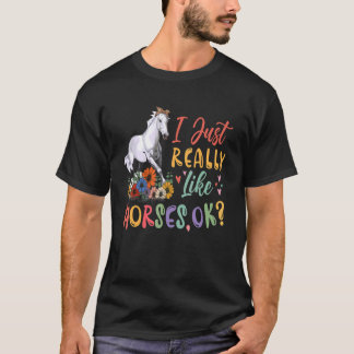 Camiseta Eu Gosto Muito De Cavalos, Arco De Cavalo Floral.