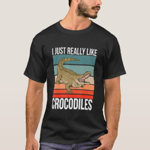Camiseta Eu Gosto Muito De Crocodilos Retro Crocodilo
