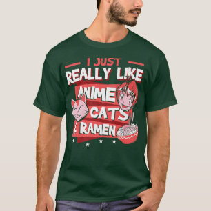 Camiseta Eu Gosto Muito De Gatos De Anime E Ramen Kawaii224