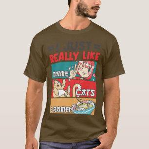 Camiseta Eu Gosto Muito De Gatos De Anime E Ramen Kawaii 22