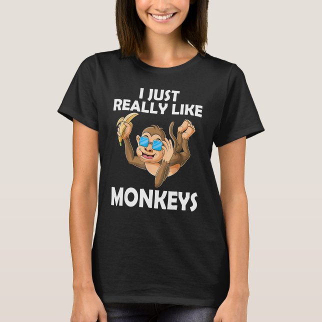 Camiseta Eu Gosto Muito De Macacos Macacos Com Banana (Frente)