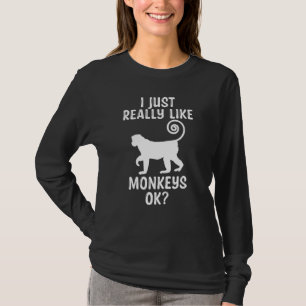 Camiseta Eu Gosto Muito De Macacos Ok Animal Dizendo Monge