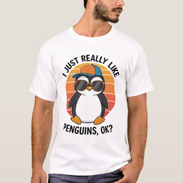 Camiseta Eu Gosto Muito De Pinguins, OK (Frente)