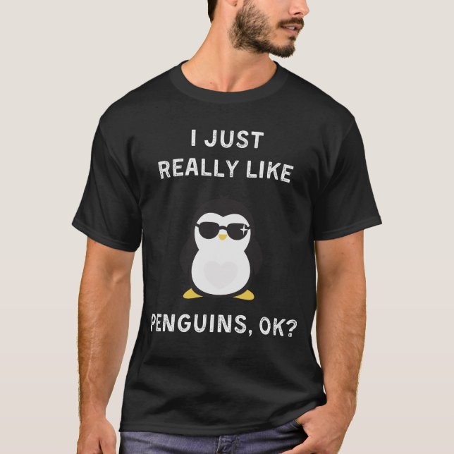 Camiseta Eu Gosto Muito De Pinguins, OK (Frente)