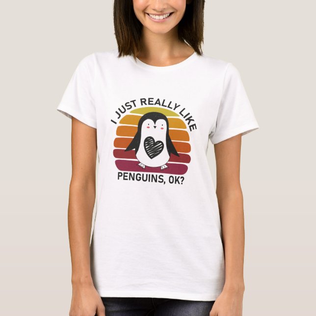 Camiseta Eu Gosto Muito De Pinguins, Ok? (Frente)