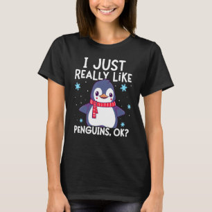 Camiseta Eu Gosto Muito De Pinguins Ok Meninas Crianças Pen