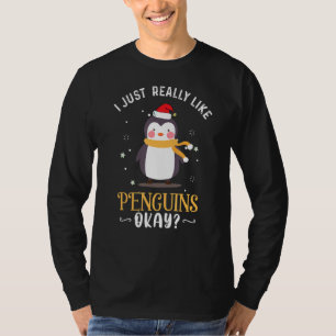Camiseta Eu Gosto Muito De Pinguins Ok Para Meninas Pinguin