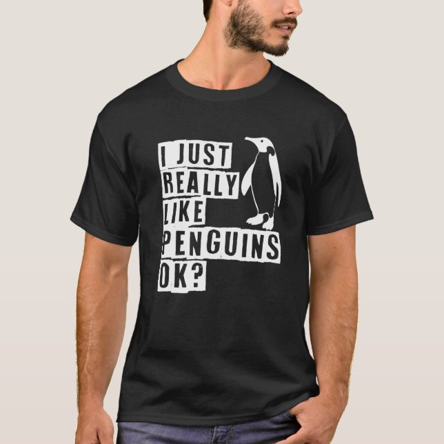 Camiseta Eu Gosto Muito De Pinguins Ok Pinguim (Frente)