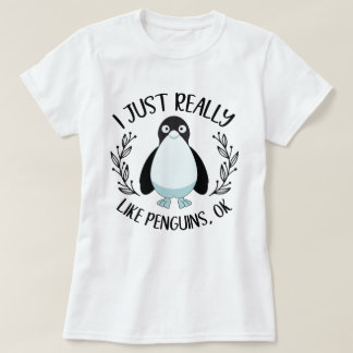 Camiseta Eu Gosto Muito De Pinguins Ok Pinguim Engraçado