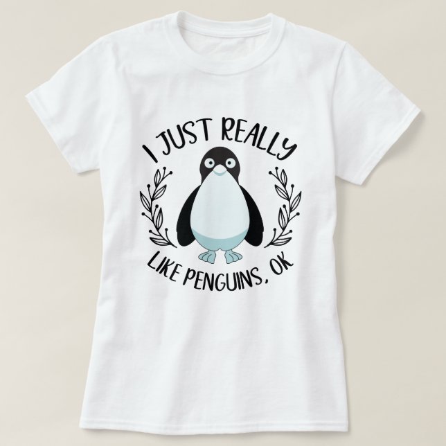Camiseta Eu Gosto Muito De Pinguins Ok Pinguim Engraçado (Frente do Design)