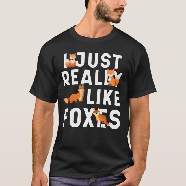 Camiseta Eu gosto muito de raposas e bonitas artes animais  (Frente)
