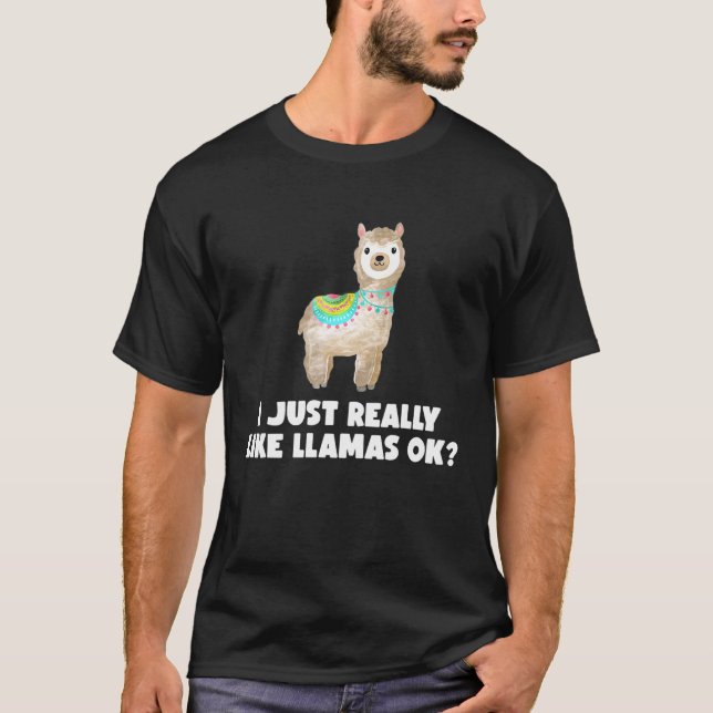 Camiseta Eu Gosto Muito Do Llama Ok Engraçado Alpaca Lover  (Frente)